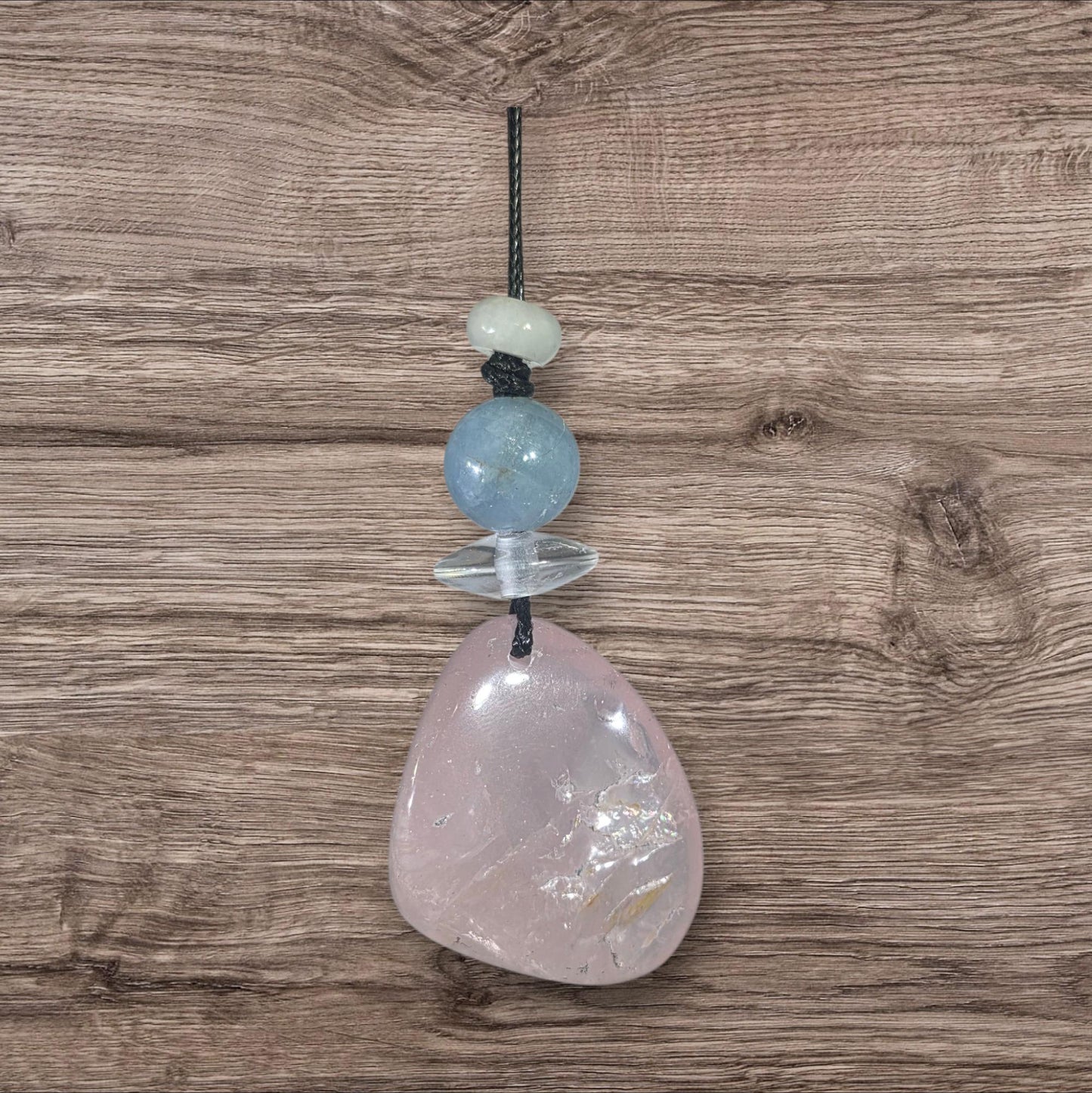 Large rose quartz Quartz Necklace Aquamarine Pendant Leather cord Raw Rose Quartz Jewelry Chain UP to 30" chunky stone jewelry #2343
