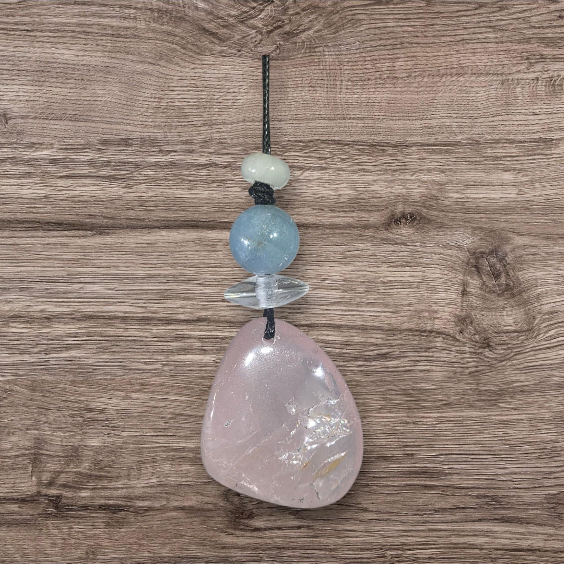 Large rose quartz Quartz Necklace Aquamarine Pendant Leather cord Raw Rose Quartz Jewelry Chain UP to 30" chunky stone jewelry #2343