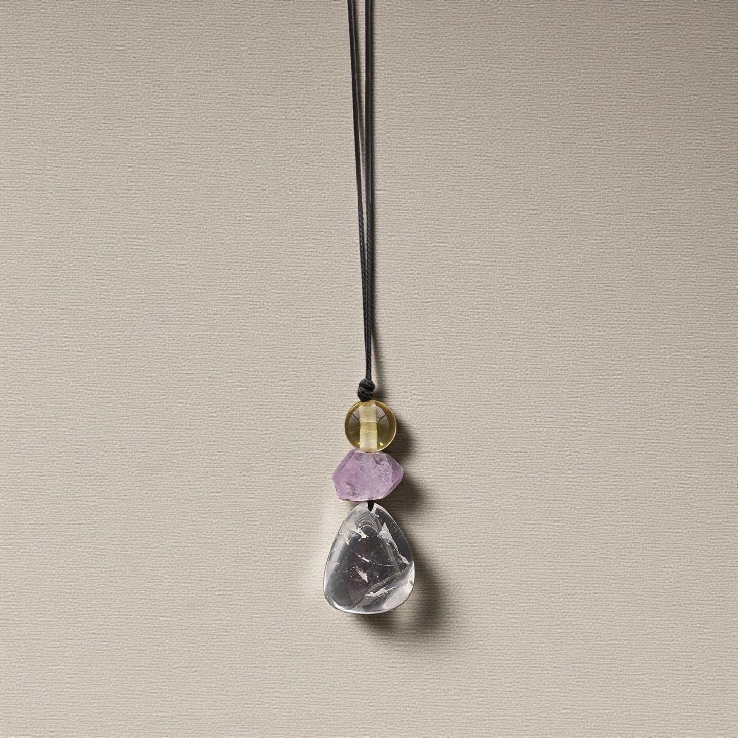 Large Chunky Clear Quartz Necklace Amethyst citrine Pendant Leather cord , Large Size Raw CRYSTAL Jewelry Long Chain UP to 30" #2338