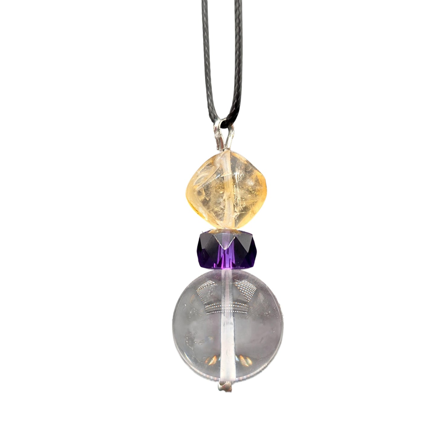 Large Chunky Clear Quartz Pendant Necklace Amethyst citrine Pendant Leather cord , Large Size Raw CRYSTAL Jewelry chunky stone jewelry #2332