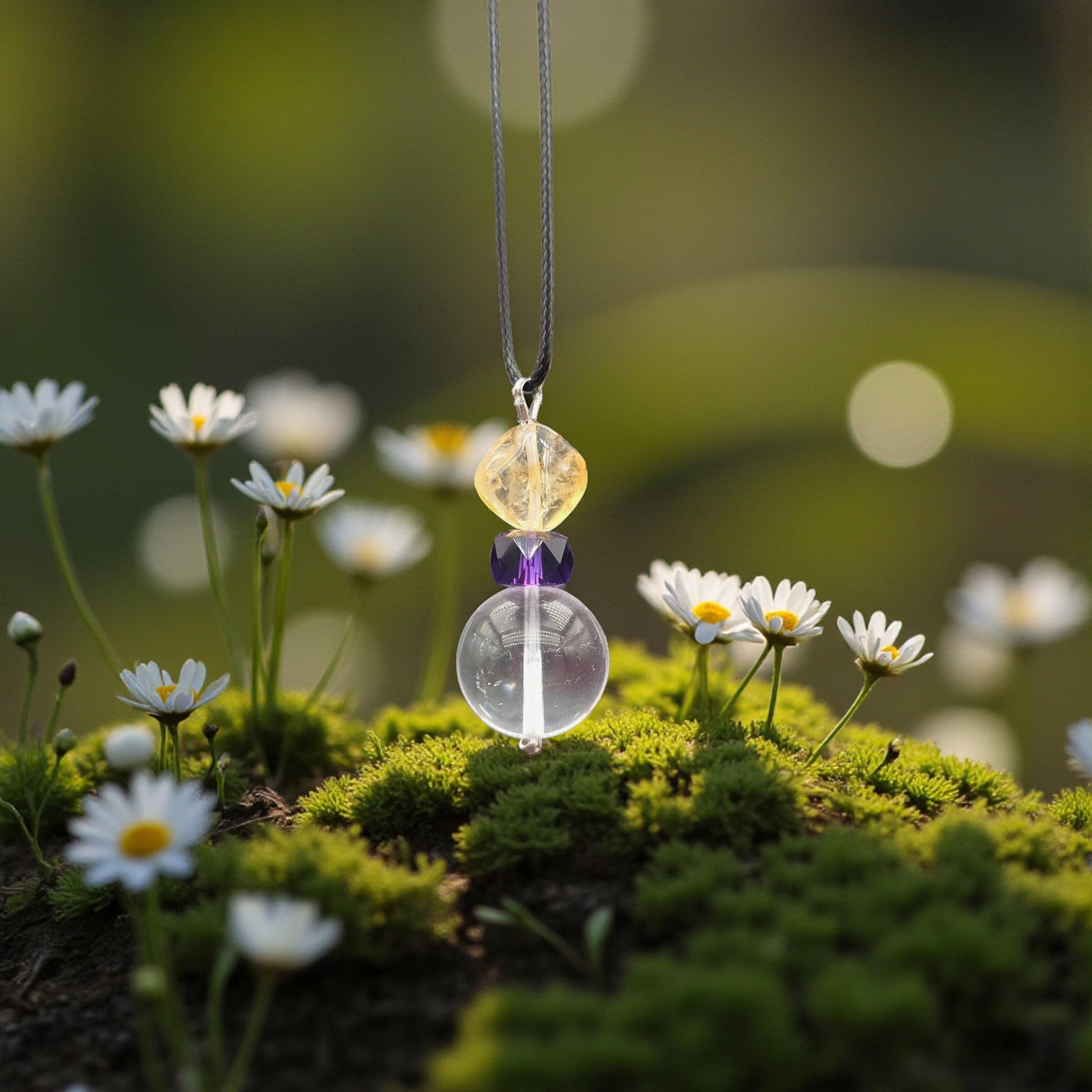 Large Chunky Clear Quartz Pendant Necklace Amethyst citrine Pendant Leather cord , Large Size Raw CRYSTAL Jewelry chunky stone jewelry #2332
