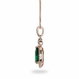 Dainty Emerald Necklace - Rose Gold coated Sterling Silver - Lab Created Green Emerald Pendant - May Birthstone #187