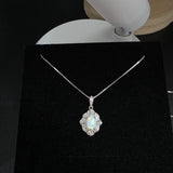 Opal Necklace - Tiny White Opal Rose gold 18KGP @ Sterling Silver - Small Gemstone flower style Opal Jewelry #308