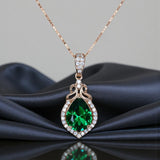Dainty Emerald Necklace - Rose Gold coated Sterling Silver - Lab Created Green Emerald Pendant - May Birthstone #187