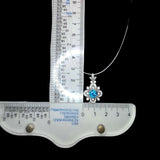 Blue Topaz Necklace - Sterling Silver 4 Petal Flower Jewelry - November Birthstone adjustable Chain Blue Gemstone Necklace 1126