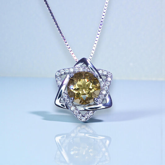 Genuine Citrine Necklace, Sterling silver David Star Jewelry 3 ct Citrine Pendant, November Birthstone - 18KGP @ Sterling Silver #1128