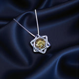 Genuine Citrine Necklace, Sterling silver David Star Jewelry 3 ct Citrine Pendant, November Birthstone - 18KGP @ Sterling Silver #1128