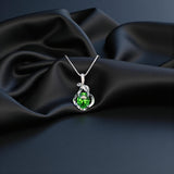 Diopside Necklace • Sterling Silver Green Gemstone Pendant • Vintage Style Flower Birthstone Necklace • Adjustable Chain 1129