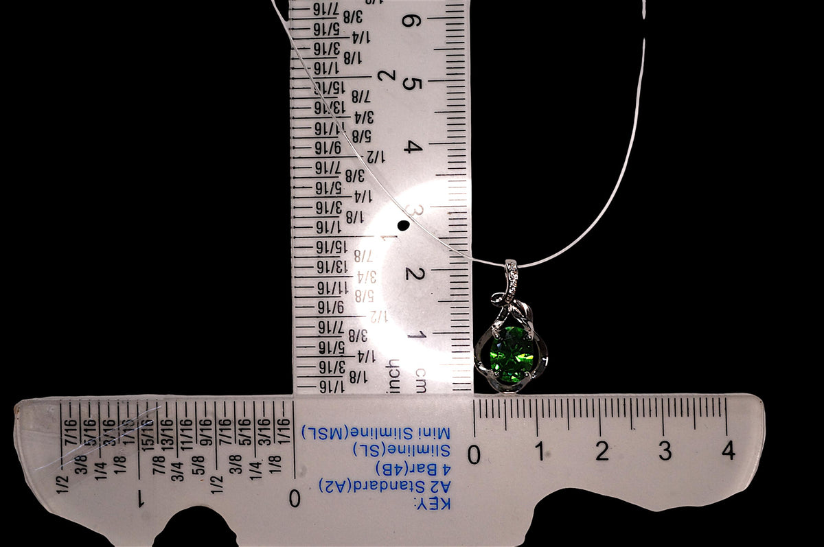 Diopside Necklace • Sterling Silver Green Gemstone Pendant • Vintage Style Flower Birthstone Necklace • Chain 1129