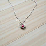 Sterling Silver Red Ruby Necklace 1.5 CT Solitaire Red Ruby Spiral Pendant Sterling Silver White Gold Plated July Birthstone #1130