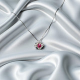 Sterling Silver Red Ruby Necklace 1.5 CT Solitaire Red Ruby Spiral Pendant Sterling Silver White Gold Plated July Birthstone #1130