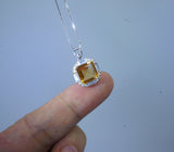 Genuine Citrine Necklace - Sterling Silver Square Citrine Gemstone Pendant - 3 CT November Birthstone Jewelry #1131