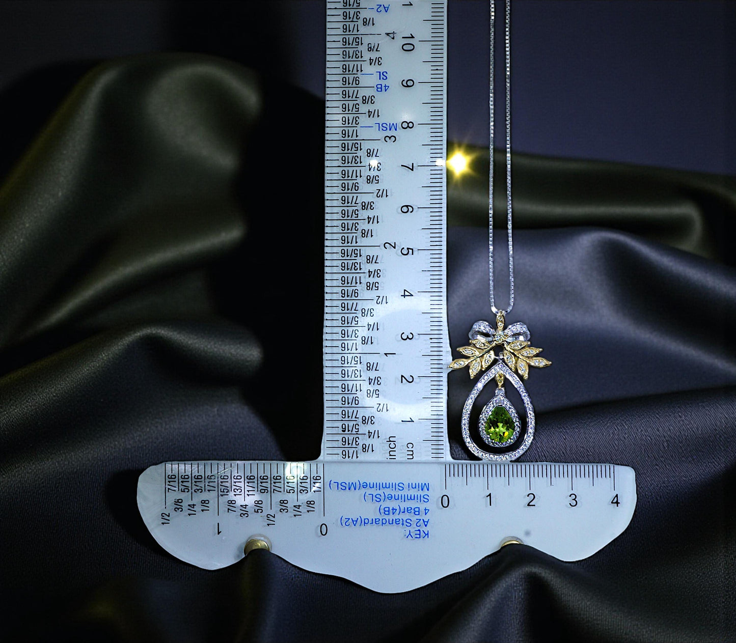 Teardrop Genuine Peridot Necklace The Tree Of Life Pendant 18KGP @ Sterling Silver Olive branch 2.5 Ct Pear Cut Green Peridot Jewelry #862