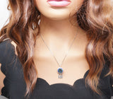 Large Mystic Topaz Necklace 6 CT Rainbow Gemstone Dream catcher jewelry Sterling Silver White Gold Plated Solitaire #1134