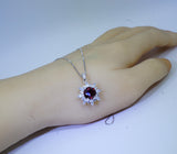 Sterling Silver Red Ruby Necklace 8mm 2CT Pigeon's blood Ruby Pendant 18k @ Sterling silver July Birthstone #1135