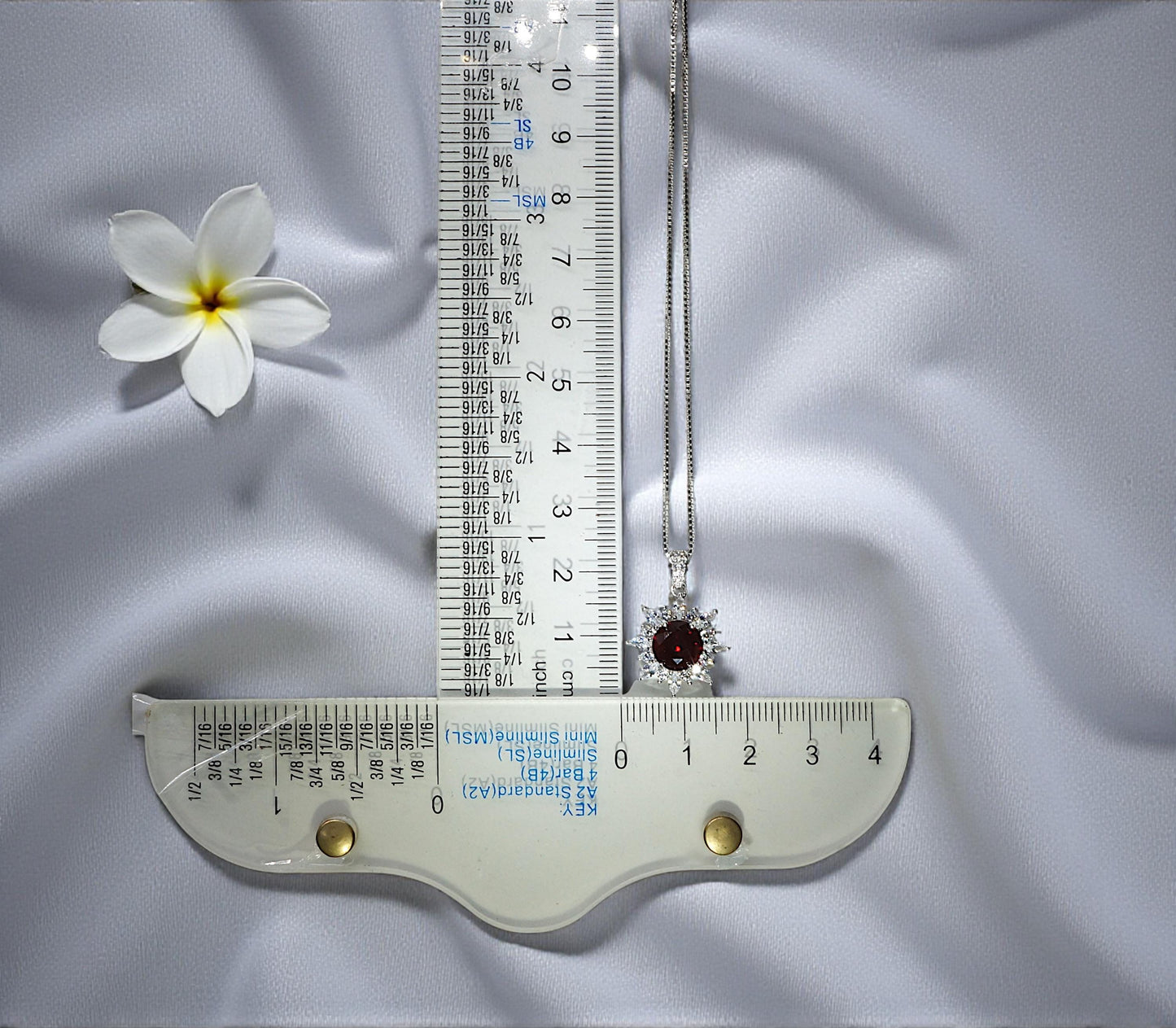 Sterling Silver Red Ruby Necklace 8mm 2CT Pigeon's blood Ruby Pendant 18k @ Sterling silver July Birthstone #1135