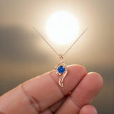 Rose Gold Blue Sapphire Necklace Sterling Silver 1 Ct Round Blue Gemstone Pendant Blue Sapphire Jewelry 1136