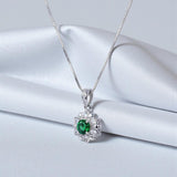 Green Diopside Flower Necklace, 925 Sterling Silver 18k Gold Plated, 5mm Round Gemstone Pendant, Dainty Minimalist Jewelry 1139