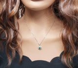 Green Diopside Flower Necklace, 925 Sterling Silver 18k Gold Plated, 5mm Round Gemstone Pendant, Dainty Minimalist Jewelry 1139