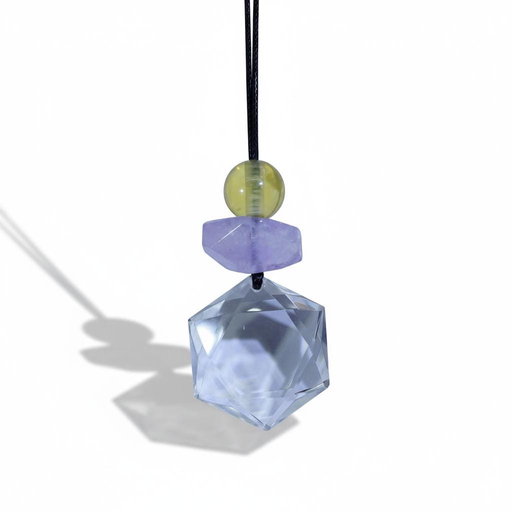 Natural Clear Quartz Hexagram Necklace, Star of David Pendant, Amethyst Citrine Healing Jewelry, Adjustable Cord Chunky Crystal quartz #2093