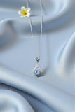 Dancing Aquamarine Necklace, Blue Gemstone Pendant, Sterling Silver Rhombus Jewelry, March Birthstone Gift, Moving Stone Necklace 1142