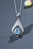 Dancing Aquamarine Necklace, Blue Gemstone Pendant, Sterling Silver Rhombus Jewelry, March Birthstone Gift, Moving Stone Necklace 1142