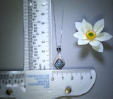 Dancing Aquamarine Necklace, Blue Gemstone Pendant, Sterling Silver Rhombus Jewelry, March Birthstone Gift, Moving Stone Necklace 1142
