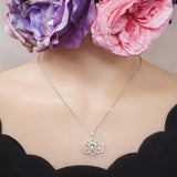 Genuine Peridot Necklace Lotus Flower Style Water Lily Pendant 18KGP @ Sterling Silver Birthstone Jewelry Green Gemstone Pendant #1127