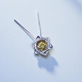 Genuine Citrine Necklace, Sterling silver David Star Jewelry 3 ct Citrine Pendant, November Birthstone - 18KGP @ Sterling Silver #1128