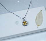 Genuine Citrine Necklace - Sterling Silver Square Citrine Gemstone Pendant - 3 CT November Birthstone Jewelry #1131