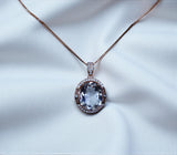 Clear Quartz Necklace, Crystal energy healing Jewelry, Rose Gold coated Sterling silver 5 ct Natural Clear quartz Pendant #1131