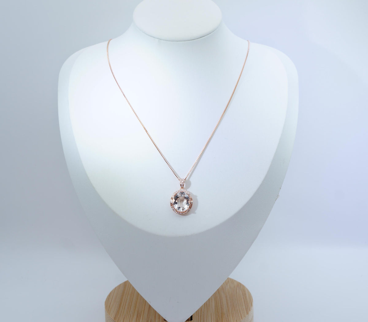 Clear Quartz Necklace, Crystal energy healing Jewelry, Rose Gold coated Sterling silver 5 ct Natural Clear quartz Pendant #1132