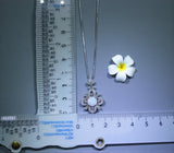 Vintage White Opal Necklace in Sterling Silver, 8mm Opal Pendant, 18K White Gold Plated Floral Jewelry, Anniversary Gift #1145