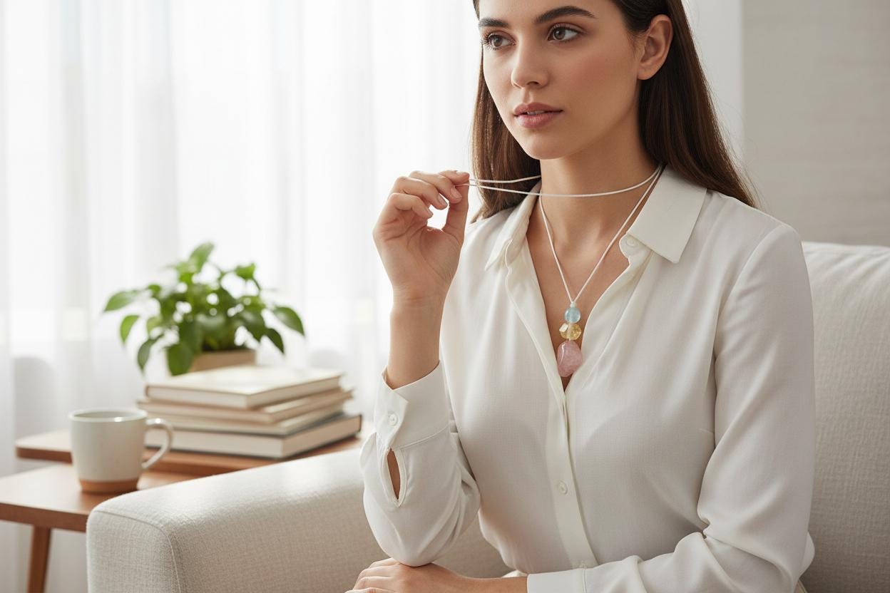 Rose Quartz Aquamarine Necklace, Natural Pink Crystal Chunky Pendant, Chunky Zen Gold Aura Accents, Adjustable Cord, Heart Energy #2069