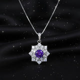 Genuine Amethyst Necklace Gypsophila Natural Amethyst Pendant 18kgp@ Sterling Silver Purple Gemstone Jewelry February Birthstone #1133