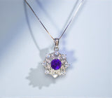 Genuine Amethyst Necklace Gypsophila Natural Amethyst Pendant 18kgp@ Sterling Silver Purple Gemstone Jewelry February Birthstone #1133