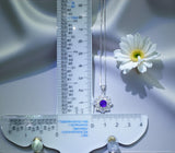 Genuine Amethyst Necklace Gypsophila Natural Amethyst Pendant 18kgp@ Sterling Silver Purple Gemstone Jewelry February Birthstone #1133