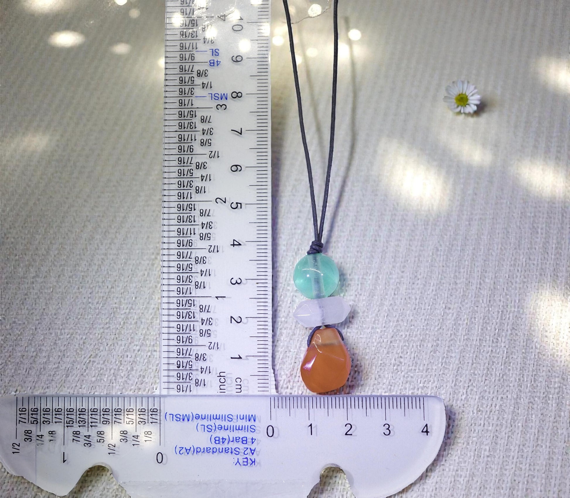 Natural Carnelian Fluorite Quartz Necklace, Zen Leather Cord Pendant, Chunky Geometric Crystal Jewelry, Boho Minimalist Gift for Her #2066