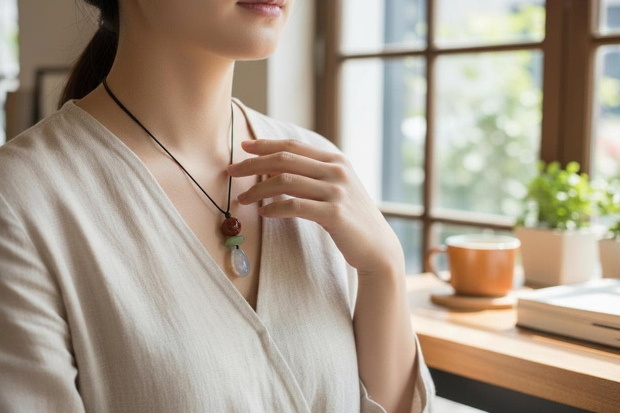 Natural Opal Teardrop & Carnelian Necklace, Green Aventurine Zen Pendant, Chunky Geometric Jewelry, Adjustable Boho Crystal Gift #2062