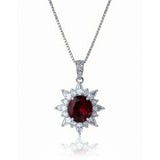 Sterling Silver Red Ruby Necklace 8mm 2CT Pigeon's blood Ruby Pendant 18k @ Sterling silver July Birthstone #1135