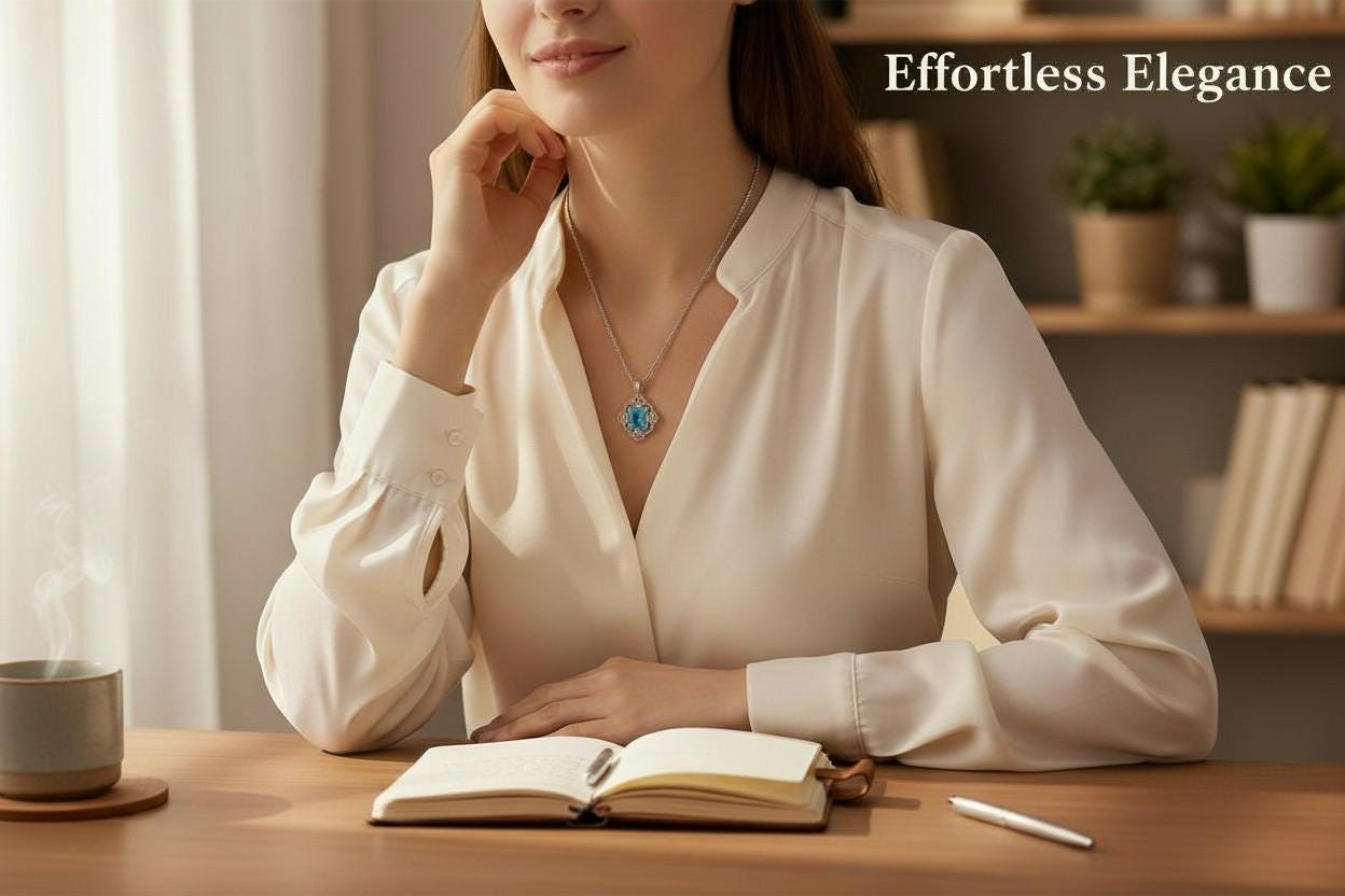 Large Blue Topaz Necklace - Faceted Rectangle 5 CT Swiss Blue Topaz Pendant - Gemstone Flower of Prosperity - 18kGP Sterling Silver #893