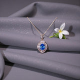 Rose Gold Sterling Silver Blue Topaz Necklace - Oval Cut 1.5 Ct Deep Blue Topaz pendant Adjustable Chin #1137
