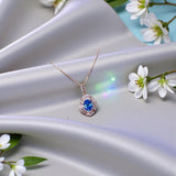 Rose Gold Sterling Silver Blue Topaz Necklace - Oval Cut 1.5 Ct Deep Blue Topaz pendant Adjustable Chin #1137