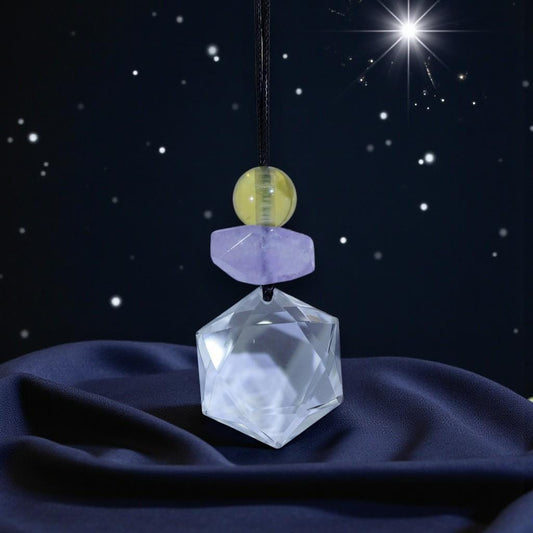 Natural Clear Quartz Hexagram Necklace, Star of David Pendant, Amethyst Citrine Healing Jewelry, Adjustable Cord Chunky Crystal quartz #2093