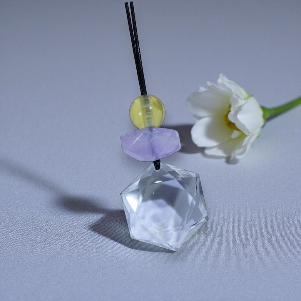 Natural Clear Quartz Hexagram Necklace, Star of David Pendant, Amethyst Citrine Healing Jewelry, Adjustable Cord Chunky Crystal quartz #2093