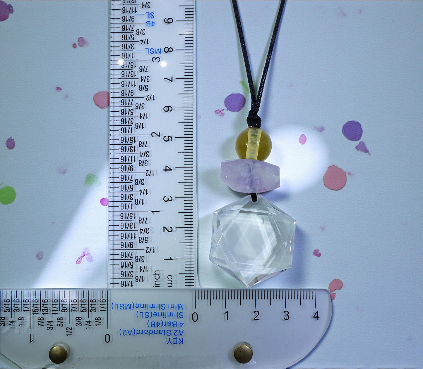 Natural Clear Quartz Hexagram Necklace, Star of David Pendant, Amethyst Citrine Healing Jewelry, Adjustable Cord Chunky Crystal quartz #2093