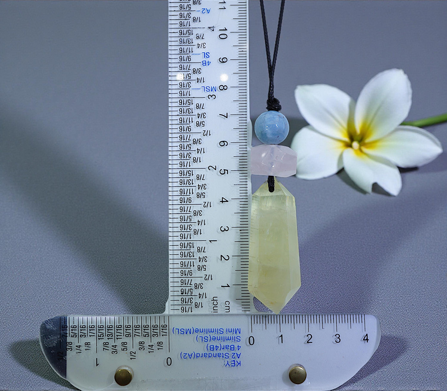 Raw Citrine Rose Quartz Aquamarine Necklace, Adjustable Cord Crystal Pendant, Chunky Healing Stone Jewelry #2091