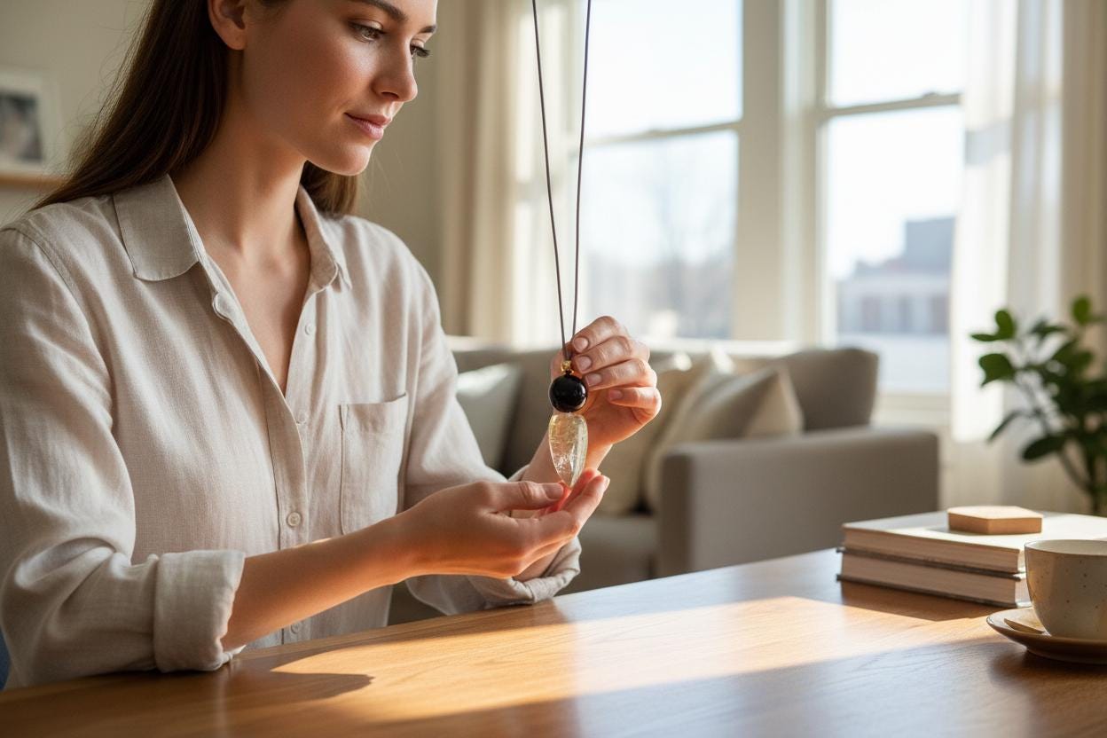 Chunky Citrine Shield Necklace, Geometric Black Obsidian Pendant on 30" Adjustable Real Leather Cord, Large Natural Crystal Protection #2540