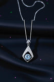 Dancing Aquamarine Necklace, Blue Gemstone Pendant, Sterling Silver Rhombus Jewelry, March Birthstone Gift, Moving Stone Necklace 1142