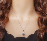 Dancing Aquamarine Necklace, Blue Gemstone Pendant, Sterling Silver Rhombus Jewelry, March Birthstone Gift, Moving Stone Necklace 1142